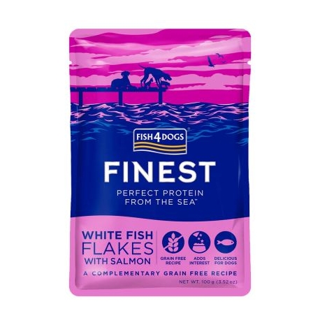 Fish4Dogs koeratoit Finest Flakes valga kala/lõhe konserv 6x100g