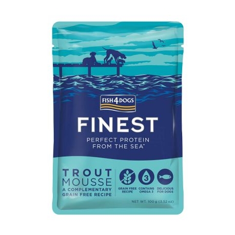 Fish4Dogs koeratoit Finest Mousse forell pasteet 6x100g