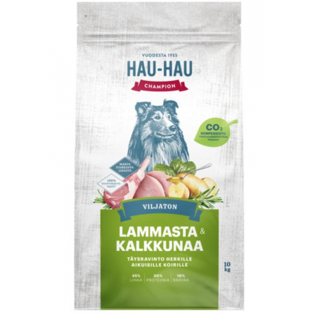 Hau Hau lammas-kalkun teraviljavaba koeratoit täiskasvanud koertele 10kg