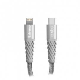 SBS Extreme Charging Cable, USB-C - Lightning, 1,5 m, hall - Kaabel