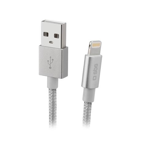 SBS Silver Metal Braided, USB-A - Lightning, hõbe - Kaabel