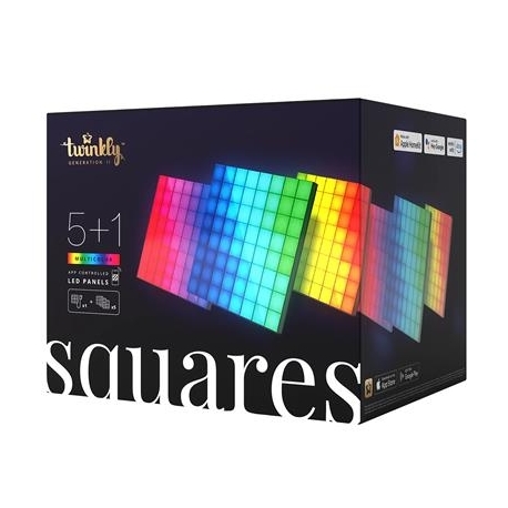 Twinkly Squares, 6 paneeli, IP20, stardikomplekt, must - Nutikad valguspaneelid