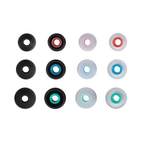 Hama Silicone Ear Pads, S-L, 12 tk, must/läbipaistev - Kõrvaklapi asenduspadjad
