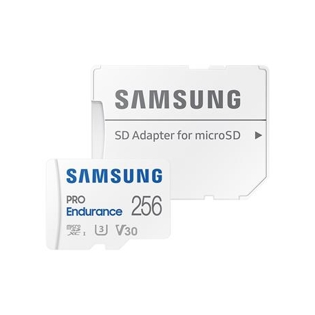 Samsung PRO Endurance, microSDXC + SD adapter, 256 GB, valge - Mälukaart