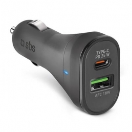 SBS, USB-A, USB-C, 25 W, must - Autolaadija