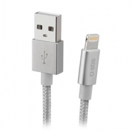 SBS Silver Metal Braided, USB-A - Lightning, hõbe - Kaabel