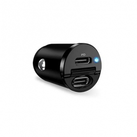 Puro Mini Car Charger, 2x USB-C, 30W, must - Autolaadija