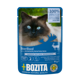 Bozita Indoor & Sterilised kassitoit põhjapõdra tükid kastmes 12x85g