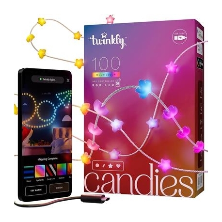 Twinkly Candies Stars, RGB, 100 LED, USB-C, 6 m, läbipaistev - Nutivalgusti