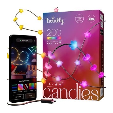 Twinkly Candies Stars, RGB, 200 LED, USB-C, 12 m, roheline - Nutivalgusti