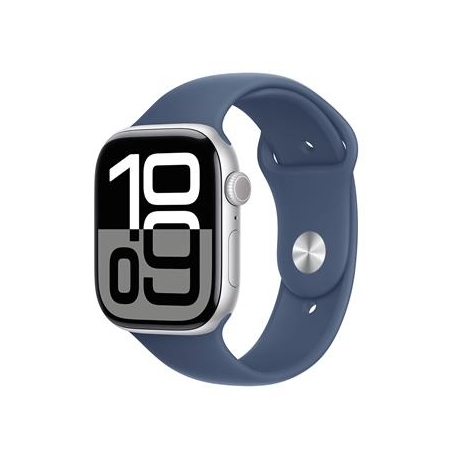 Apple Watch Series 10 GPS, 46 mm, sport band, M/L, hõbe alumiinium / sinine - Nutikell