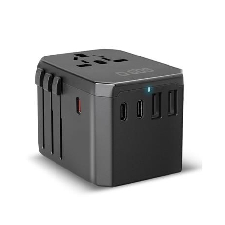 SBS GaN universal travel adapter, 70 W, must - Vooluadapter