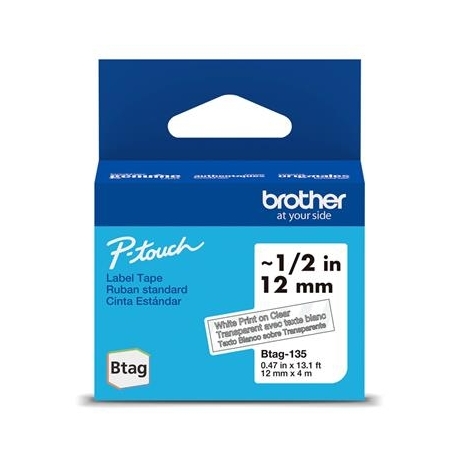 Brother Btag 135, 4m, valge/läbipaistev - Silditeip
