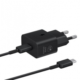 Samsung, USB-C, 25 W, must - Vooluadapter ja USB-C kaabel